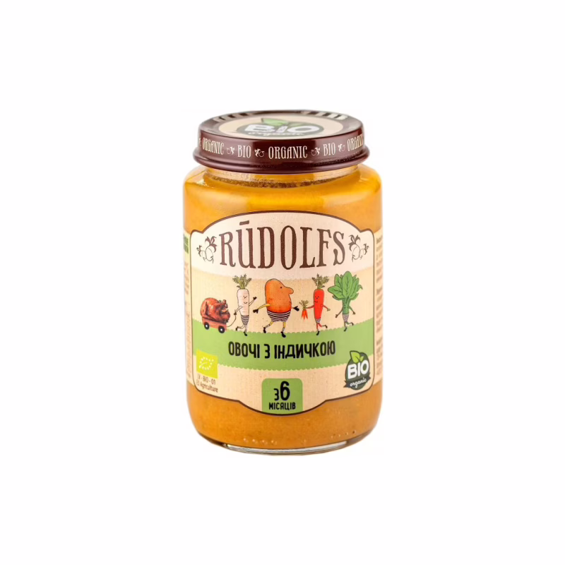 Детское пюре Rudolfs Овощи с индейкой 190 г (4751017942185)