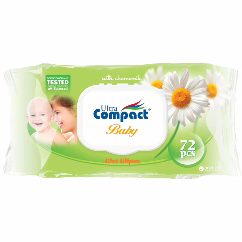 Детские влажные салфетки Ultra Compact Ромашка 72 шт. с клапаном (8697420531188)