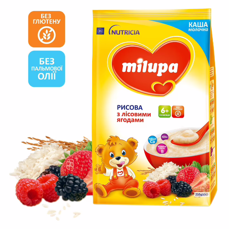 Детская каша Milupa Рисовая молочная с лесными ягодами 210 г (5900852047459)