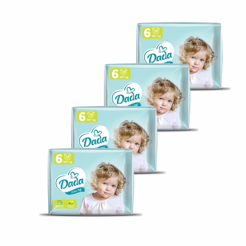 Підгузки Dada Extra Soft Extra Розмір 6 Large (16+ кг) 4 упаковки по 38 шт (152 шт) (4820174989576)