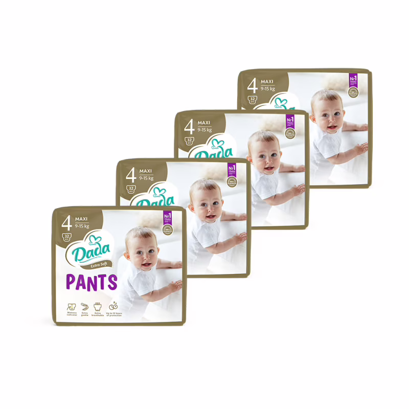 Підгузки Dada Extra Soft 4 Maxi (9-15 кг) 128 шт (4 упаковки по 32 шт) (4820174989606)