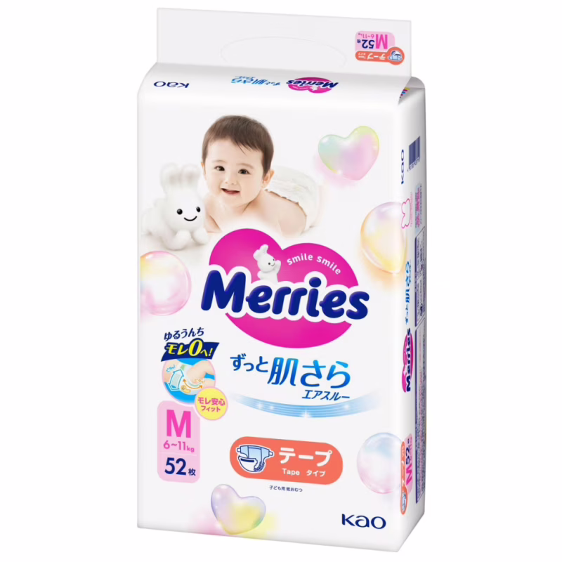 Подгузники Merries Розмір M (6-11 кг) 52 шт (4901301437716)