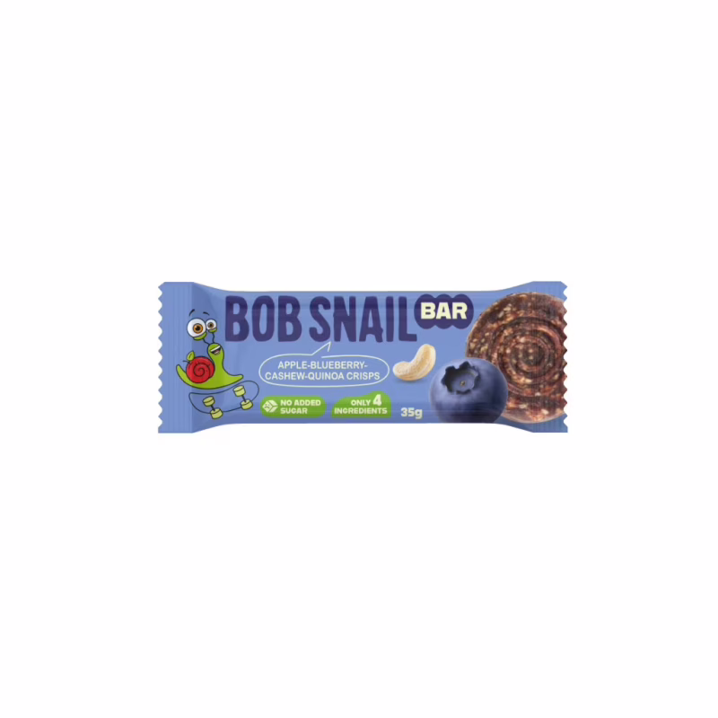 Батончик детский Bob Snail Яблуко, чорниця, кеш'ю та кріспи кіноа 35 г (1740728)