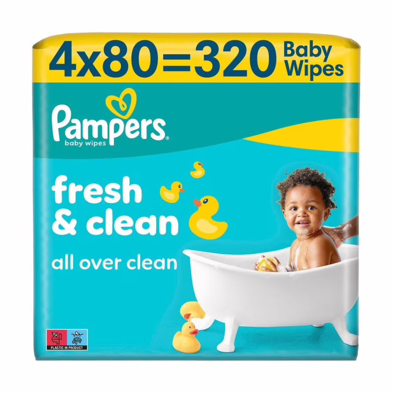 Детские влажные салфетки Pampers Fresh Clean Baby Wipes 4 х 80 шт (320 шт) (8001841078052)