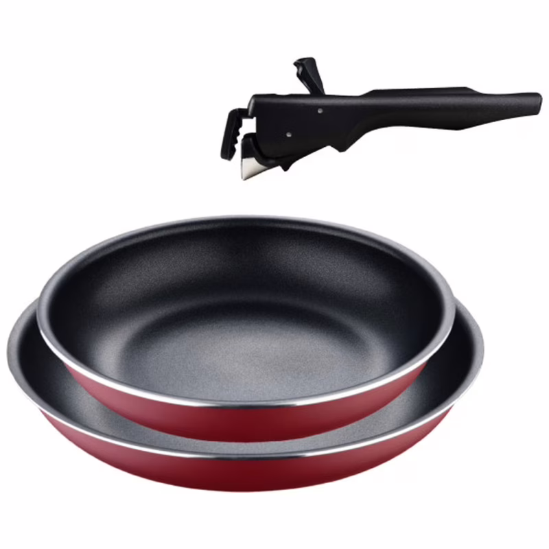 Набор посуды Bergner Click & cook, зі знімною ручкою, 22/26 см, червоний (BG-31605-RD)