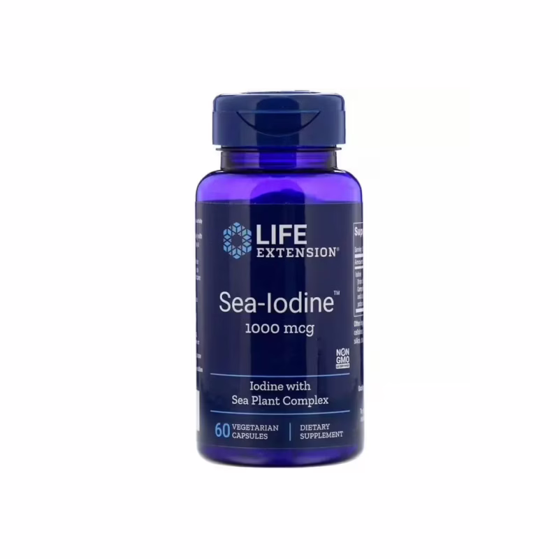 Минералы Life Extension Морской Йод, Sea-Iodine, 1000 мкг, 60 вегетарианских капсул (LEX-17406)