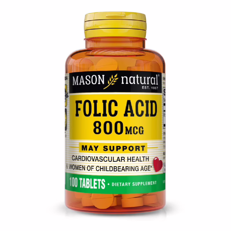 Витамин Mason Natural Фолиевая кислота 800 мкг, Folic Acid, 100 таблеток (MAV-06761)