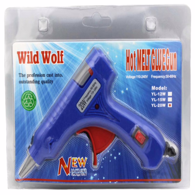 Клеевой пистолет Wild Wolf YL-20W, 20W, под клеевые стержни 7 мм, синий