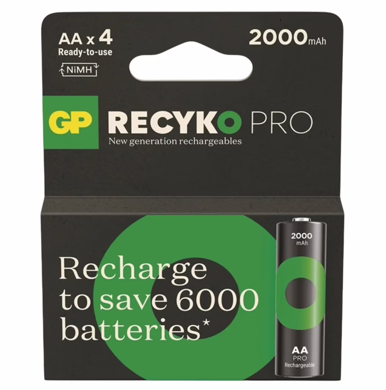 Акумулятор GP Recyko Pro 2000mAh Eco, Ni-MH AA, 1.2V, 2.4A, LSD70-5, коробка 4 шт.