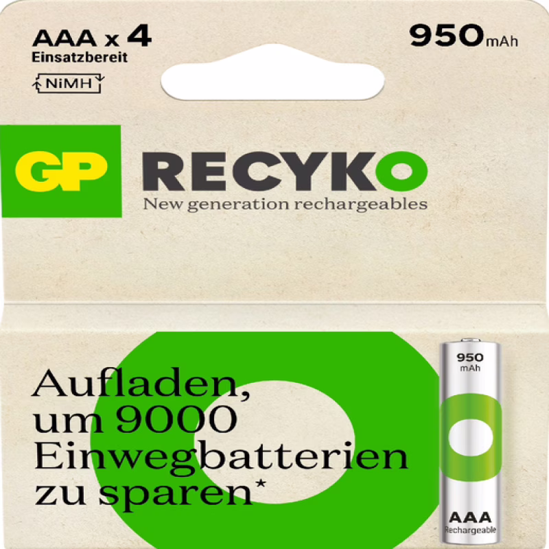 Аккумулятор GP ReCyko AAA (R03) Ni-MH 950mAh 1.2V (4 шт.)