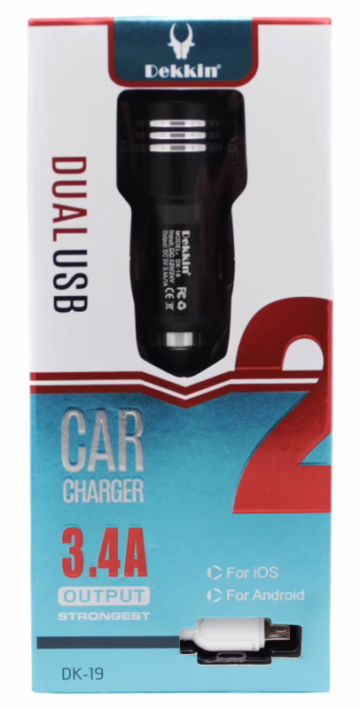 Автомобільний зарядний пристрій USB x 2 Dekkin DK-19