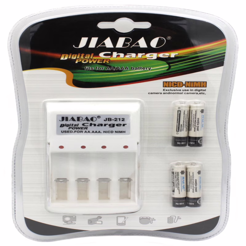 Зарядное устройство Jiabao + 4 × AAA в комплекте, 4 × AA/AAA (R3/R6), 1.2V (3279)