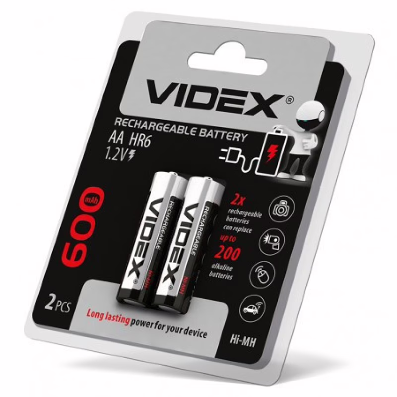 Аккумулятор VIDEX HR6 AA Ni-MH 600mAh 1.2V 1 шт.