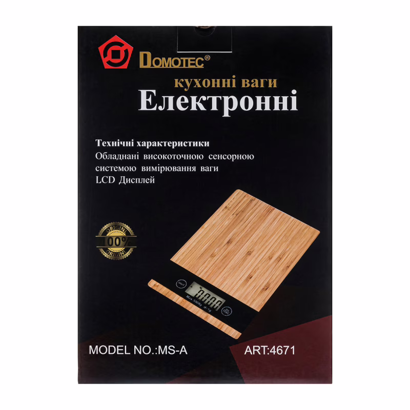 Кухонные электронные весы Domotec, до 5 кг, дизайн «Дерево» (4671)