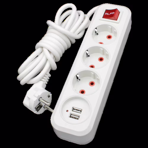 Удлинитель RLFR с заземлением 3 гнезда 5 метров + USB