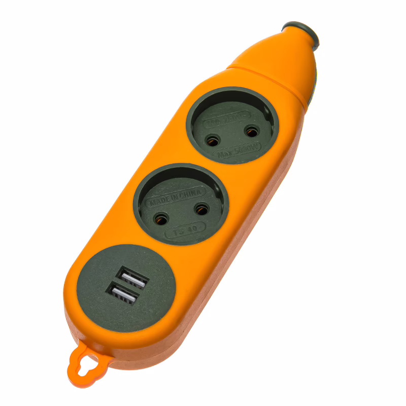 Колодка для удлинителя ADVANCED на 2 гнезда + 2 USB, 16A 220V