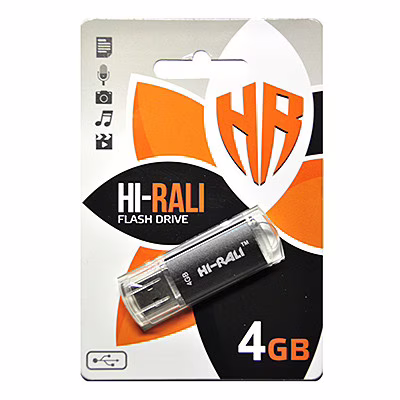 USB флеш накопитель Hi-Rali 4GB/ HI-4GBCORBK (Гарантия 3года)