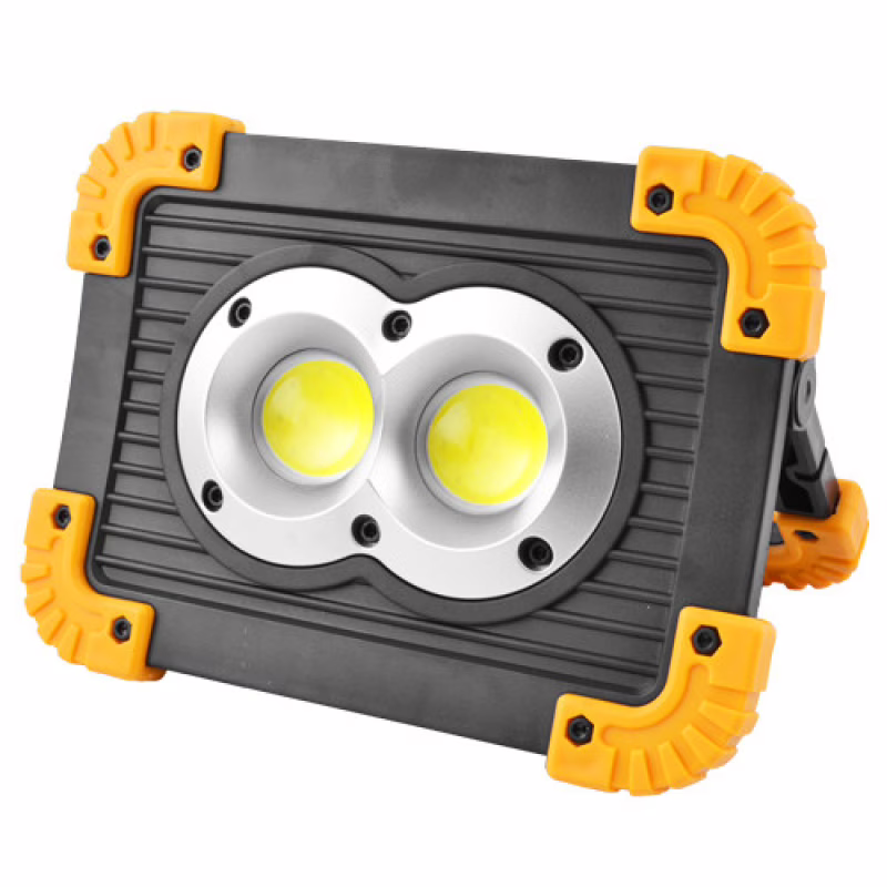 Светодиодный прожектор аккумуляторный L802-20W-2COB+1W, Micro-USB, 2×18650 / 3×AA, Power Bank