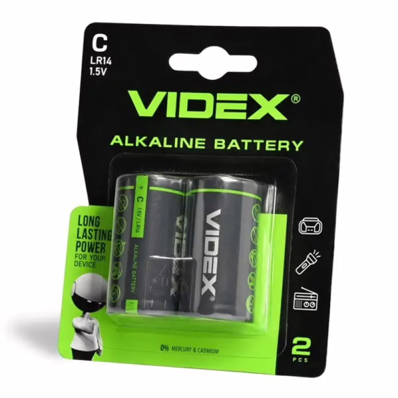 Батарейка Videx LR14P(C) / Алкалінова, Блістер