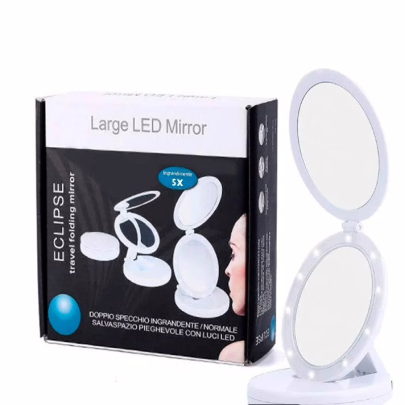 Косметическое зеркало с LED-подсветкой и 5-кратным увеличением Large LED Mirror
