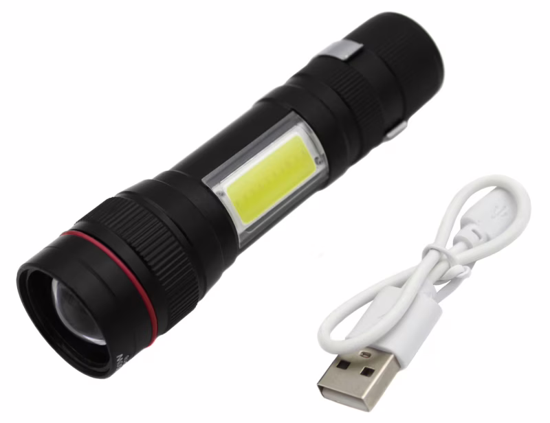 Ручний ліхтар X-Balog Police BL-520, Li-ion, T6+Cob, Zoom, ЗУ USB