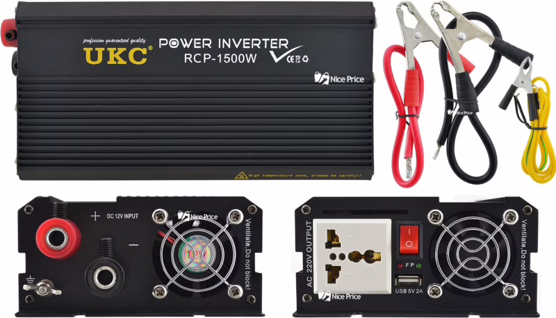 Інвертор перетворювач Професійний UKC 12V-220V RCP-1500W + USB / 4145