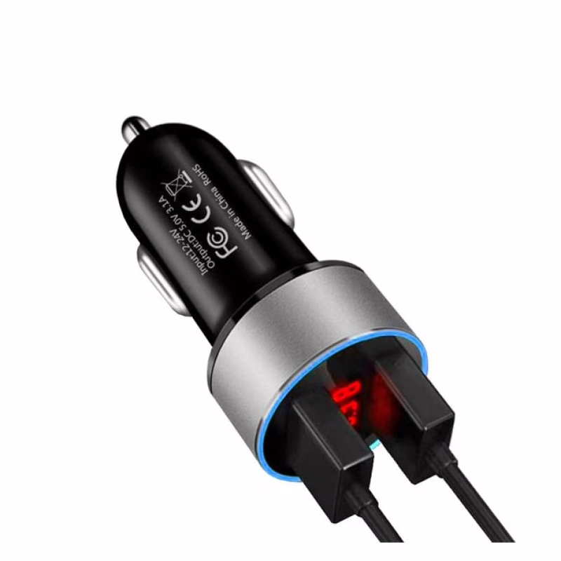 Автомобильное зарядное устройство HZ HC6, 2 × USB, с вольтметром