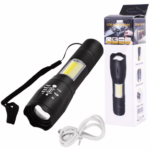 Ручной фонарь Police 1831-T6+COB, ЗУ microUSB, встроенный аккумулятор, 5385