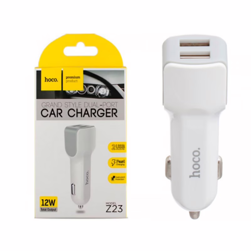 Автомобильное зарядное устройство Hoco Z23, 2 × USB, 2.4A, 12W (7087)