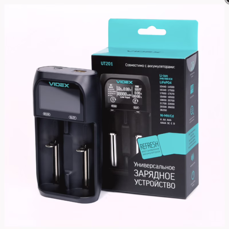 Зарядное устройство 2x18650 и др./ от USB / Videx UT201