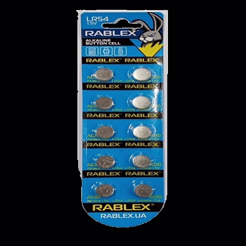 Батарейки-Таблетки Rablex LR54/AG10/1.5V блистер 10шт.