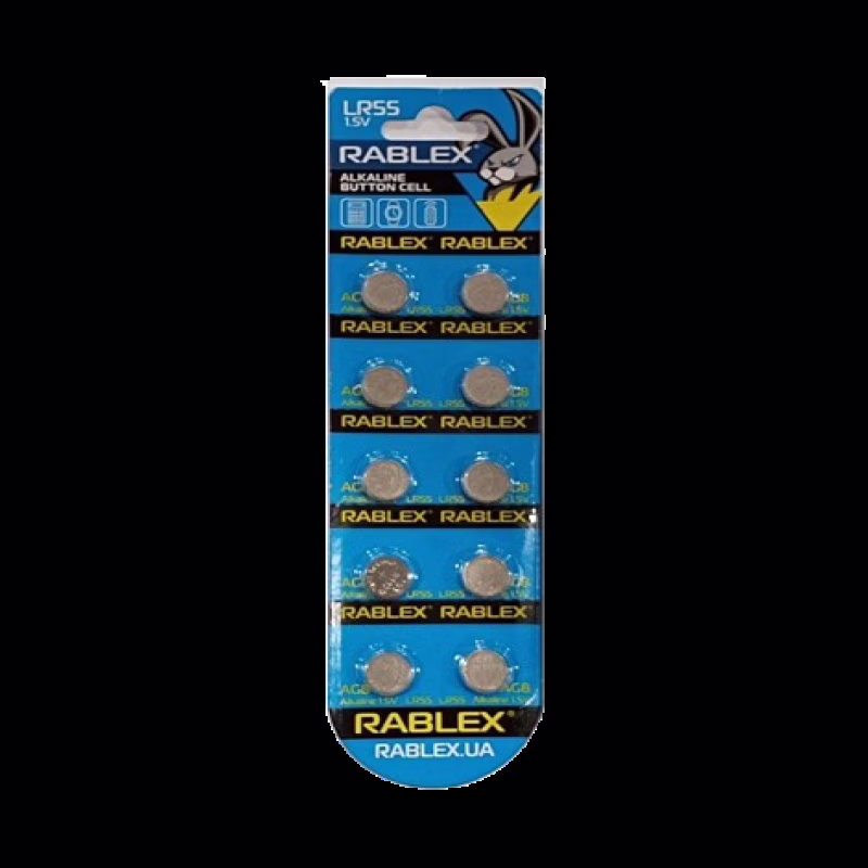 Батарейки-Таблетки Rablex LR55/AG8/1.5V блистер 10шт.