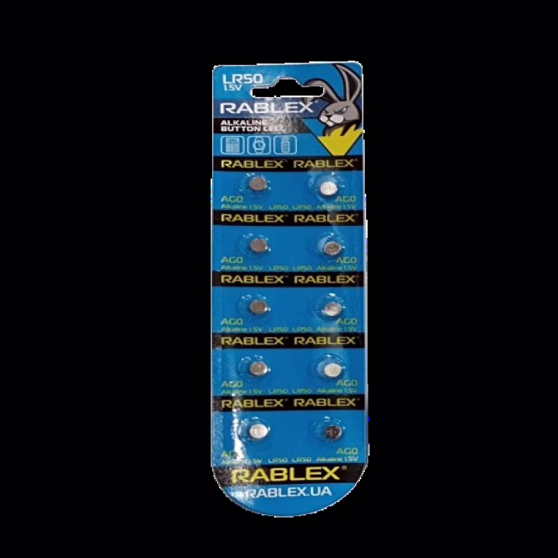 Батарейки-Таблетки Rablex LR50/AG0/1.5V блистер 10шт.