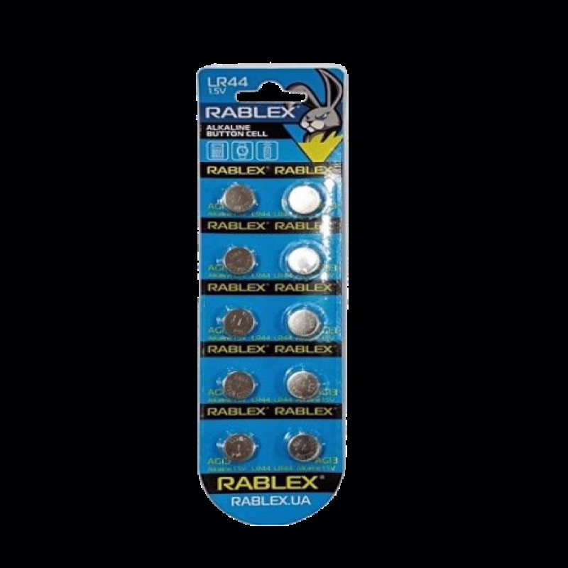 Батарейки-Таблетки Rablex LR44/AG13/1.5V блістер 10шт.