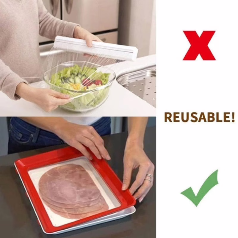 Вакуумный контейнер для хранения продуктов Vacuum Plates, красный (7370)