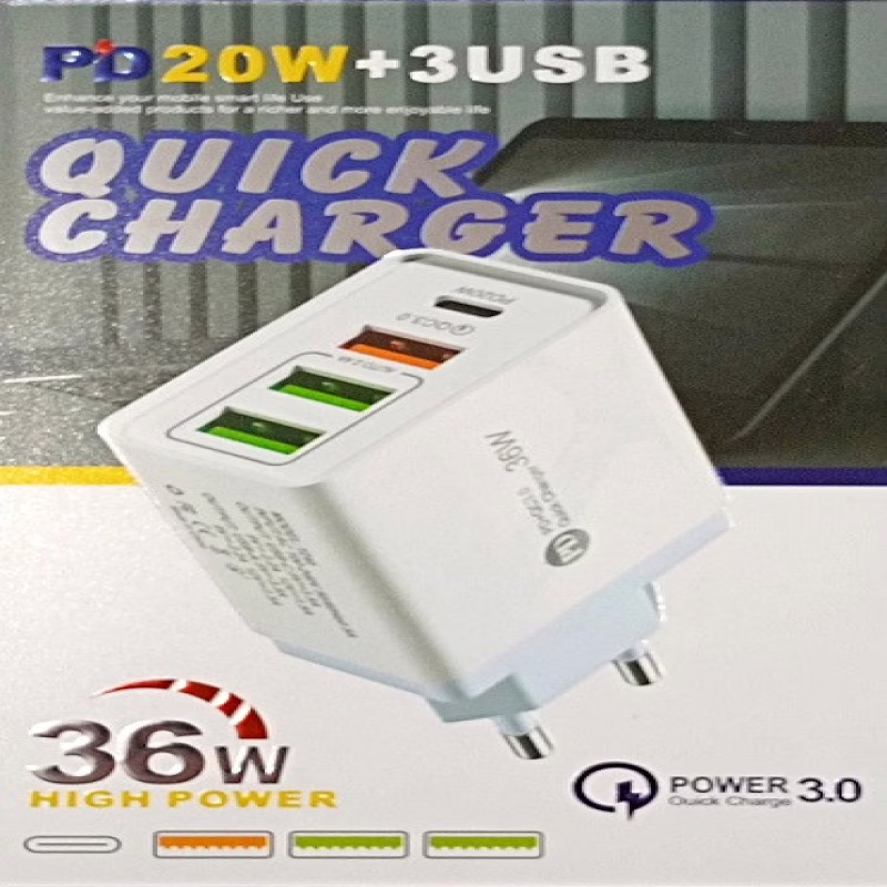 Сетевое зарядное устройство 3xUSB + PD (36W) TZ40