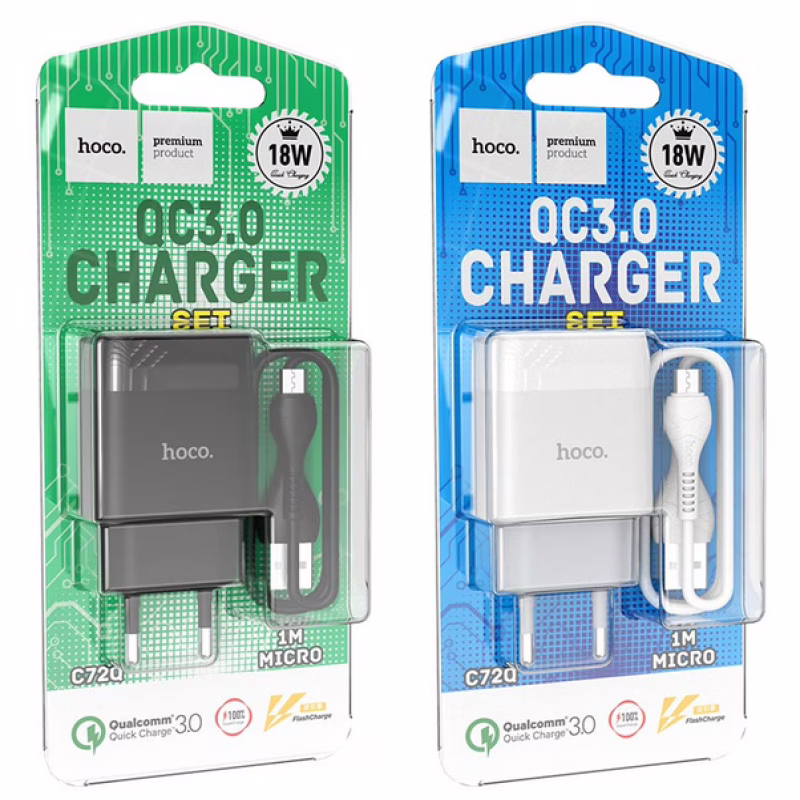 Сетевое зарядное устройство Hoco C72Q (MicroUSB, 3.0A)