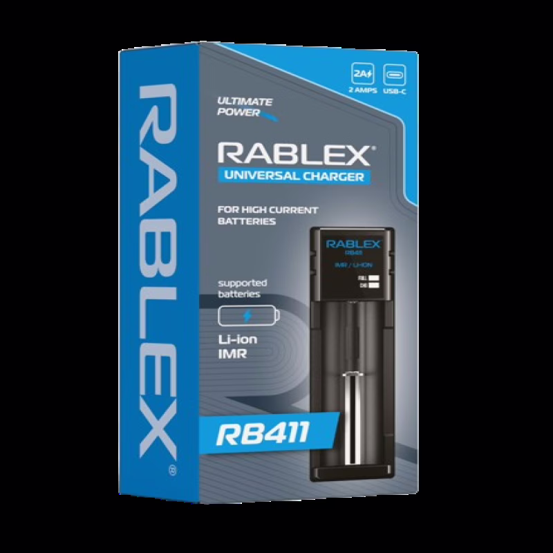 Зарядное устройство Rablex RB411, 1 × 18650 и др., USB, для высокотоковых аккумуляторов