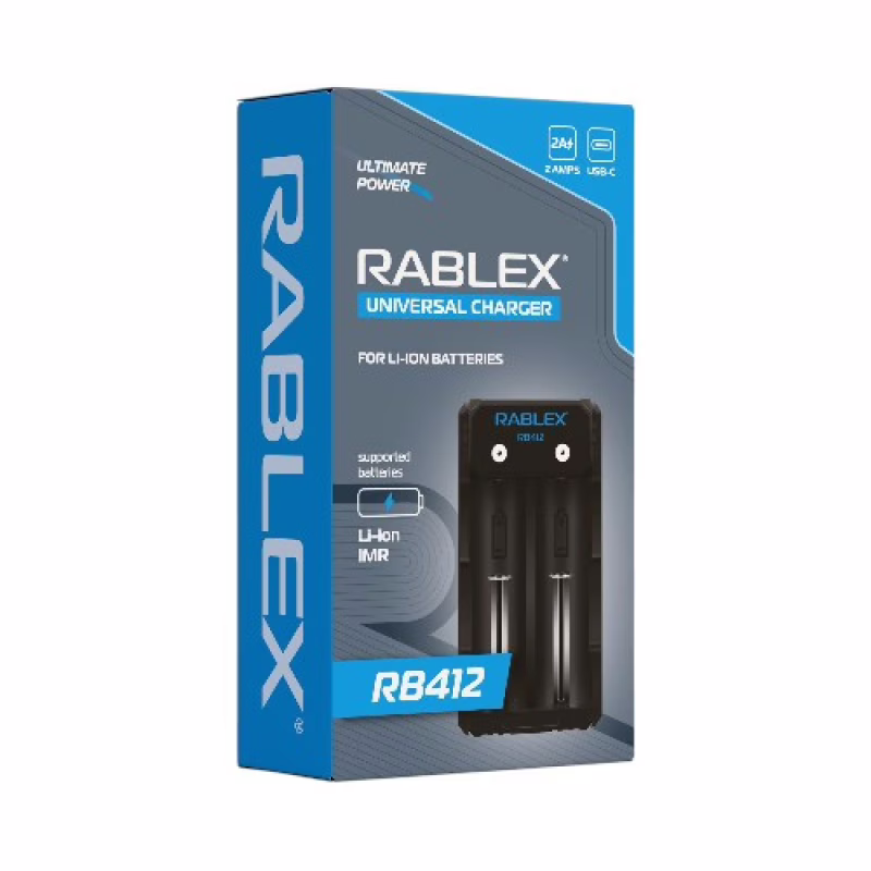 Зарядное устройство Rablex RB412, 2 × 18650 и др., USB, для высокотоковых аккумуляторов