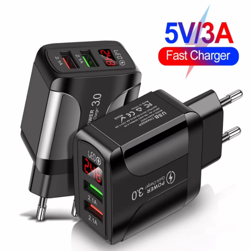 Сетевое зарядное устройство PKG025, PD, 20W, 2 × USB, QC3.0, LED