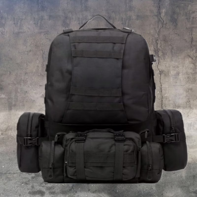 Рюкзак тактический B08 Black 55 л с подсумками