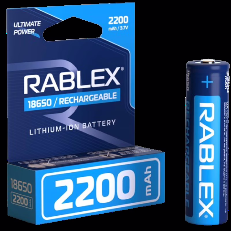Аккумулятор Rablex 18650 Li-ion 2200mAh с ЗАЩИТОЙ 3.7v
