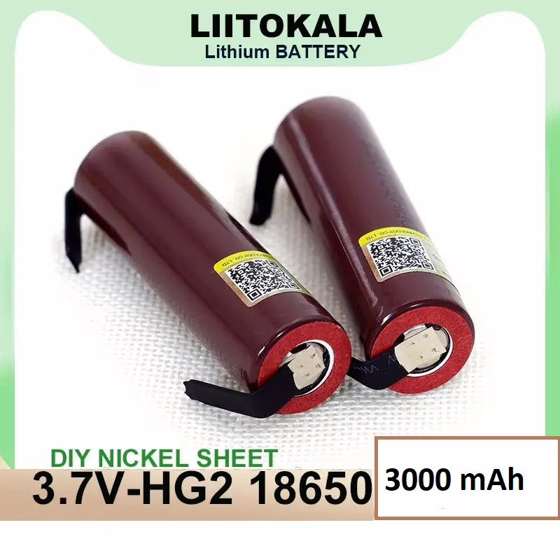 Аккумулятор LiitoKala 18650 HG2-N Li-ion 3000mAh высокотоковый с контактами под пайку