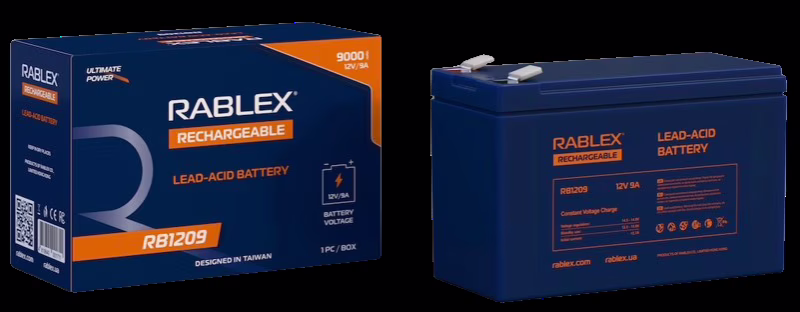 Аккумуляторная батарея Rablex 12V 9Ah (RB1209), свинцово-кислотная (SLA)