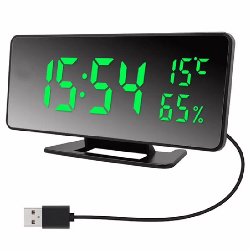Электронные часы VST-888Y, USB, температура, влажность, зелёные