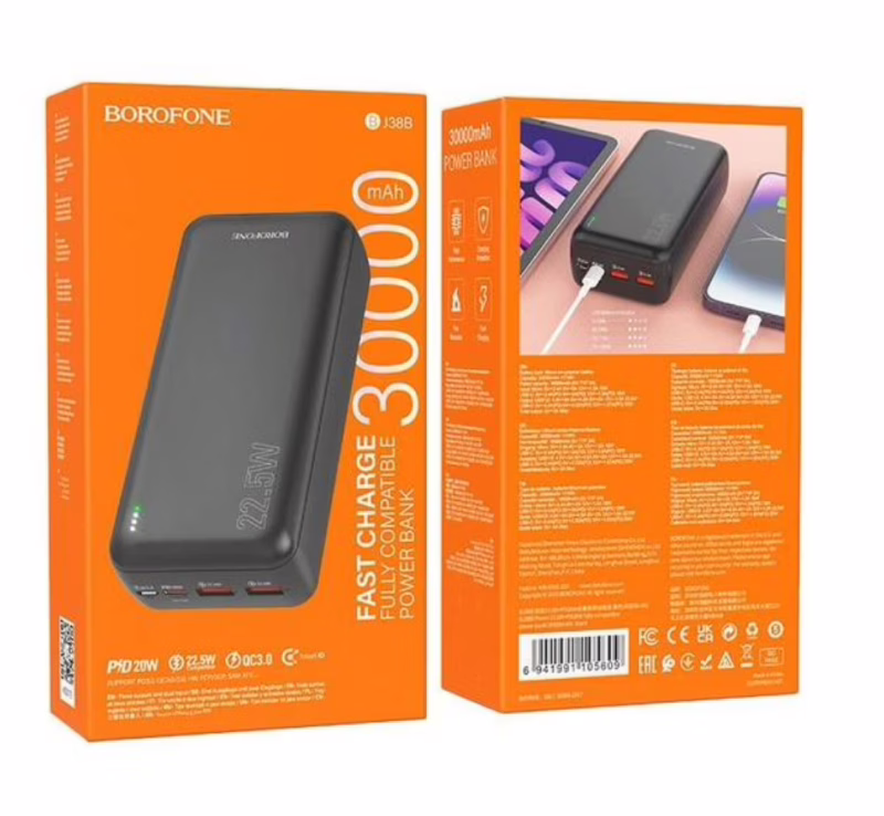 Повербанк BOROFONE J38B, 30000 mAh, PD22.5W, QC3.0 (1790)
