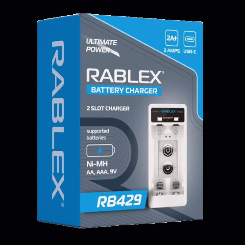 Зарядное устройство Rablex RB429, 2xАА,ААА,9V, 2A, Type-c