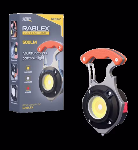 Ліхтар для кемпінгу Rablex RB562, Білий, Жовтий, Червоний, мультитул, Li-Ion акум., магніт, карабін