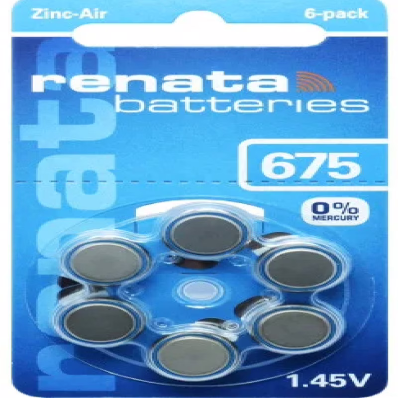 Батарейки-таблетки Renata ZA 675 / 1.45V / 6 шт. на блістері