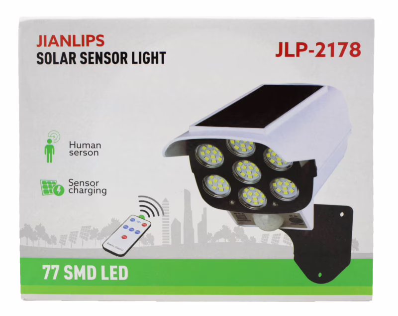 Вуличний ліхтар з сонячною панеллю у вигляді камери JLP-2178 / 77SMD / 7728
